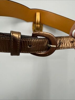 Metallic Bronze Leather Women's Belt - Stylish Bronze Buckle